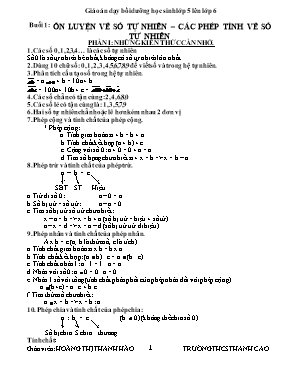 Giáo án dạy bồi dưỡng học sinh lớp 5 lên lớp 6